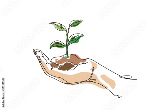 sketch lifestyle A017_hands hold plant side view to shows the concept of eco vector illustration graphic EPS 10