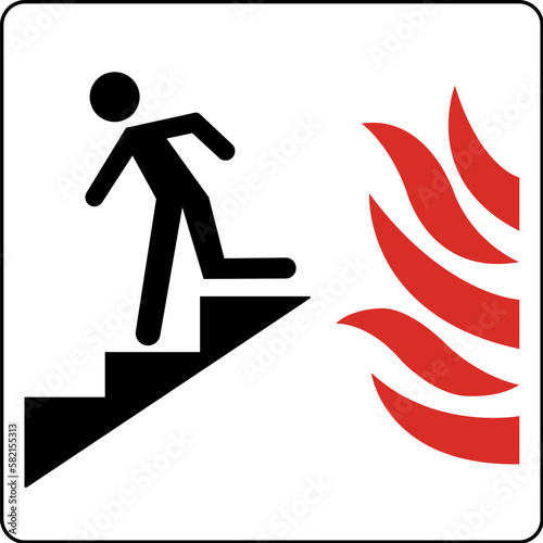 Use Stairs in Case of Fire Sign On White Background