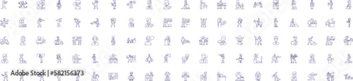 Professions line icons signs set. Design collection of Job, Craft, Occupation, Profession, Vocation, Artisan, Specialist, Field outline concept vector illustrations
