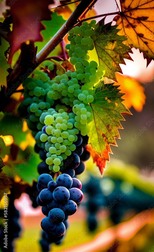 Obraz premium vines grapes sunset
