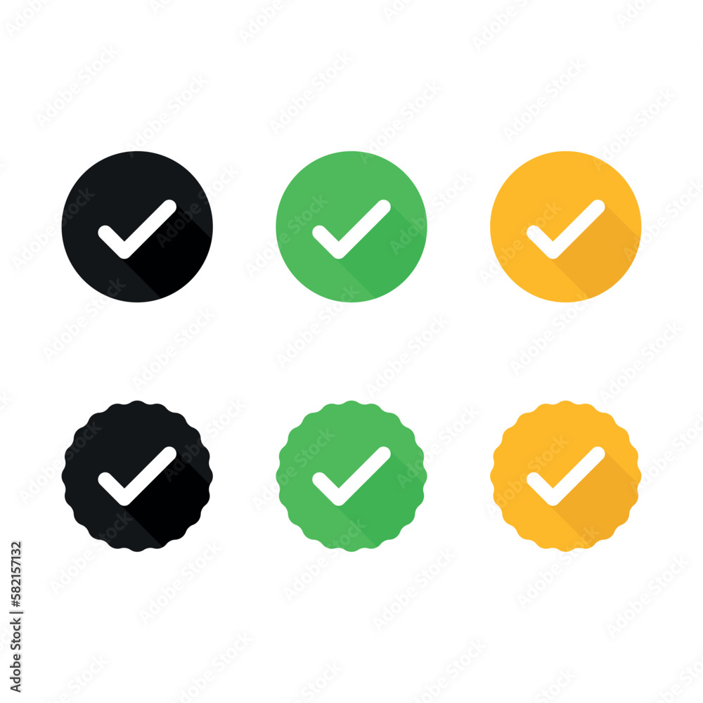 Check mark flat vector icon set