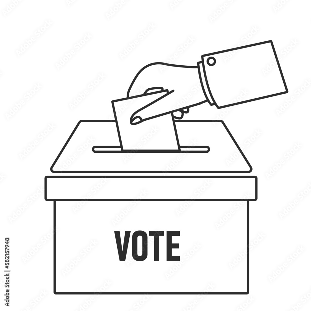 Hand putting on ballot box and compass.vote icon template. Hand putting on ballot box and compass.vote icon template.
