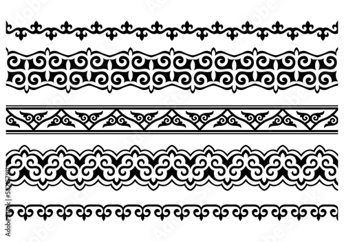 Vector borders and frames. Set of  kazakh national ornaments. Ornamental frames for your design.