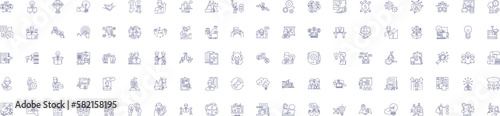 Product launch line icons signs set. Design collection of Launch, Product, Introduction, Rollout, Unveiling, Release, Debut, Proclamation outline concept vector illustrations