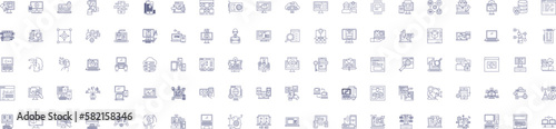 Software line icons signs set. Design collection of Software, program, applications, code, executable, software system, patch, install outline concept vector illustrations