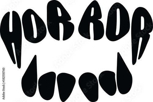monster jaw with the inscription horror. Minimalistic stencil logo