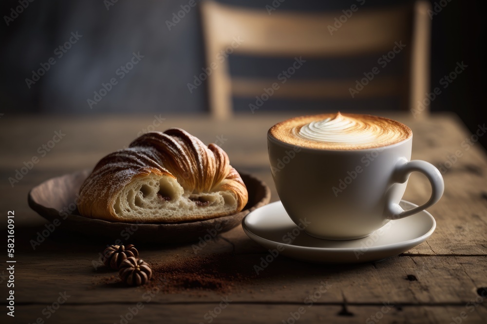 Illustration of a cup of cappucino - Created with generative ai