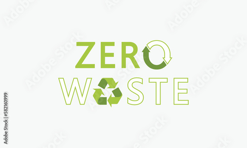 Zero waste concept logo text with recycle icon. Illustration vector with environment words zero waste.
