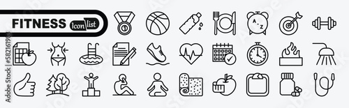 Sport and fitness -  web icon set.
