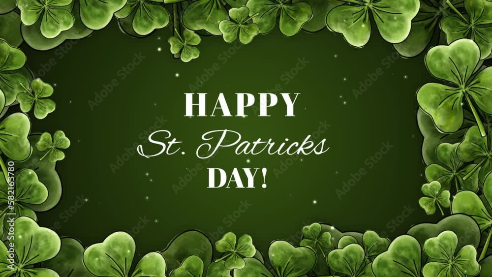 Saint Patrick's animated greeting card, happy saint patrick's day, clover luck