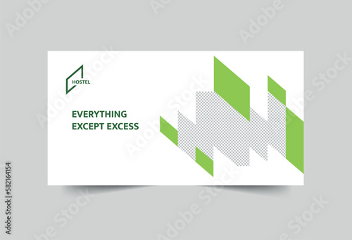 Hostel Social Media Banner template. Marketing Materials | Post, Cover | Instant Download, Editable Design