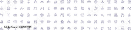 Colleagues line icons signs set. Design collection of Colleagues, Peers, Workmates, Associates, Comrades, Partners, Coworkers, Friends outline concept vector illustrations