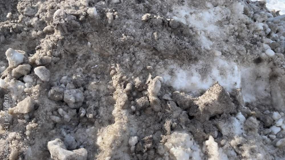 A pile of dirty snow. City spring cleaning concept A pile of dirty snow. City spring cleaning concept