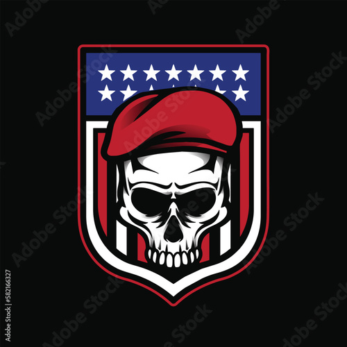 American Military Badge Design. Vector illustrations for your work logo, merchandise t-shirt, stickers and label designs, poster,