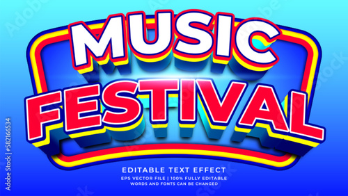 Music festival event 3d editable text effect