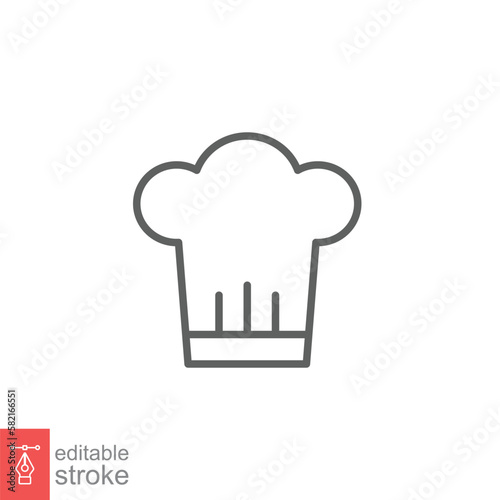 Chef hat line icon. Simple outline style. Toque, chef, cook, table, restaurant concept. Vector illustration isolated on white background. Editable stroke EPS 10.