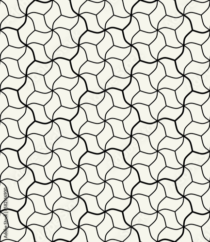 Vector seamless pattern. Modern stylish texture. Repeating geometric tiles with linear hexagonal grid. Contemporary simple graphic design.