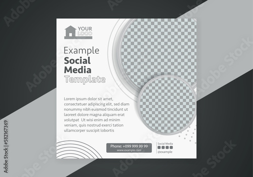 Minimal design layout. Editable square abstract modern geometric shape banner template for social media post promotion. 