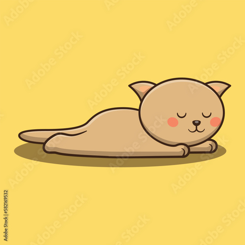 cat sleeping well cute cartoon vector animal illustration, kawaii animal © Choirun