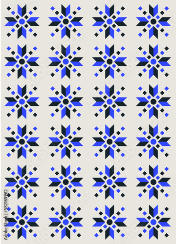 seamless abstract pattern with blue flowers