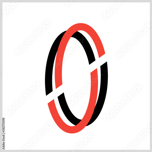 Oval icon shape black and red color, Vector Illustration for Icon, Logo etc