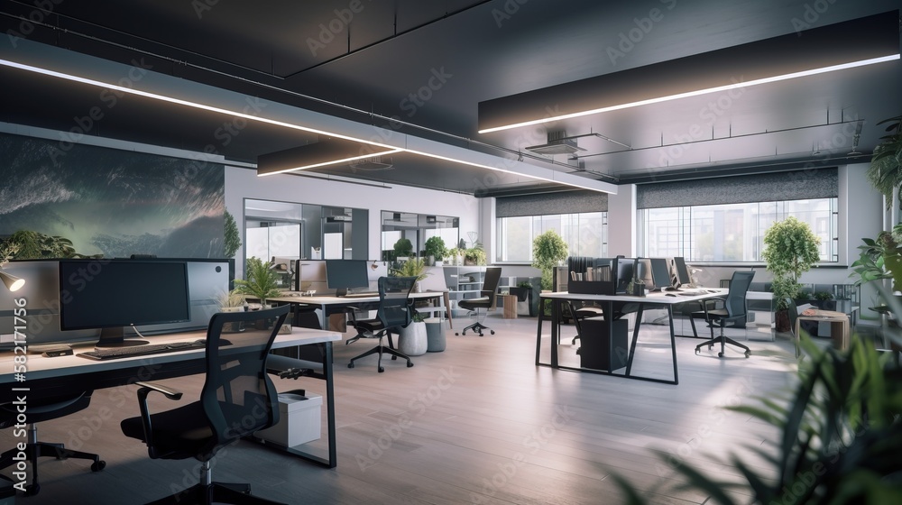 Modern Office Interior. Generative AI. Modern Office Interior. Generative AI.