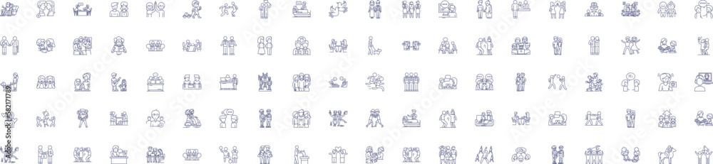 Fotografie Friendly relations line icons signs set