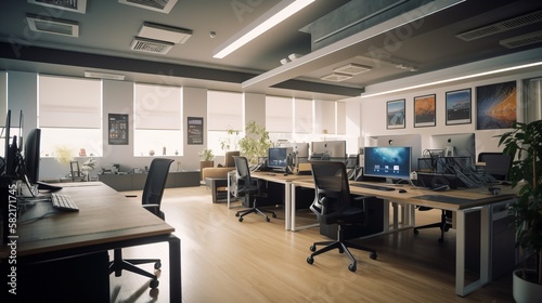 Modern Office Interior. Generative AI. © Kai Alves