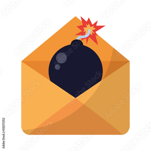 letter envelope icon png image with a bomb on transparent background