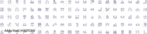 Friendship line icons signs set. Design collection of Bonding, Companionship, Alliance, Fellow feeling, Support, Fellowship, Unity, Affinity outline concept vector illustrations