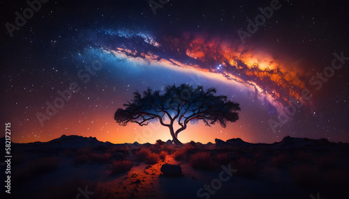 Colorful Galaxy Sunset in the Desert - Generated by Generative AI