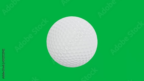 Golf Ball Animated.4K video animation of white Golf Ball.3d golf ball.greenscreen.