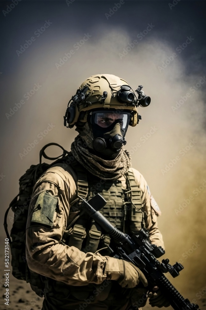Portrait of a soldier, male, generative ai