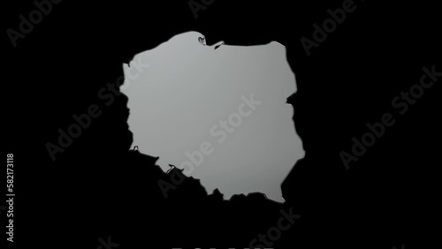 Poland Map Showing Up Intro By Regions.3d animated.4k video.
