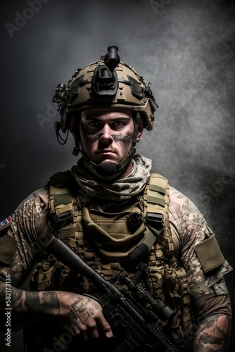 Portrait of a soldier, male, generative ai