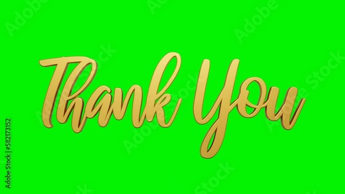 Thank You animated, suitable for celebration, and events.Thank you in animated 3D text form. backgrounds with a green screen.