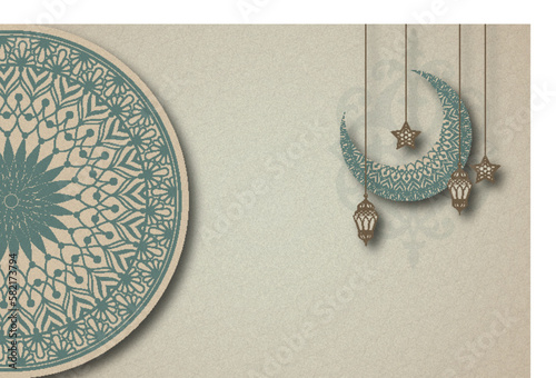 a background islamic paper cut off with arabic style ornament on a beige background