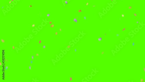 Confetti Explosion on Green Screen. Confetti celebratory explosion with elements.