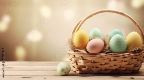 banner, Easter eggs in a basket Generative AI