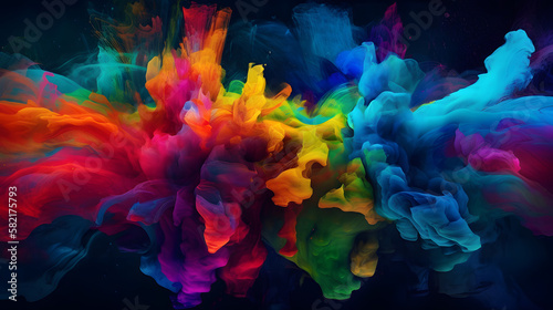 Widescreen desktop background with abstract bright colour splashes © Divergent AI
