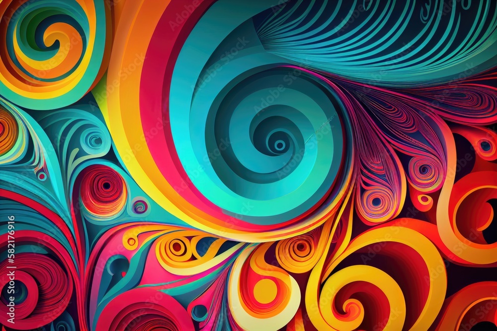 Pattern, colourful, abstract, swirls, vector art, very detailed. Generative AI
Pattern, colourful, abstract, swirls, vector art, very detailed. Generative AI