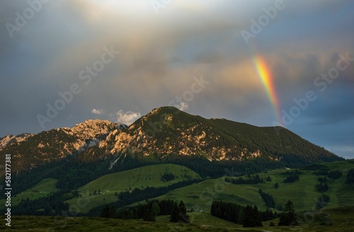 Rainbow at Postalm in the evening