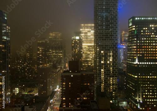 Foggy Manhattan at night