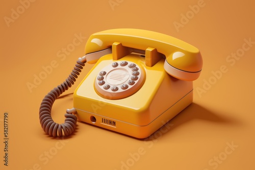 Vintage yellow rotary home phone