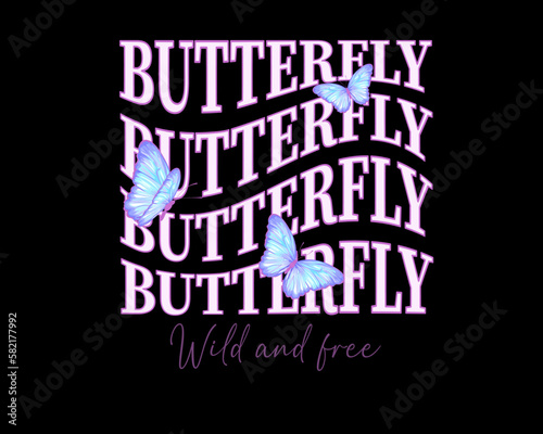 positive quote butterfly pink flower rose and daisies watercolor hand drawn design