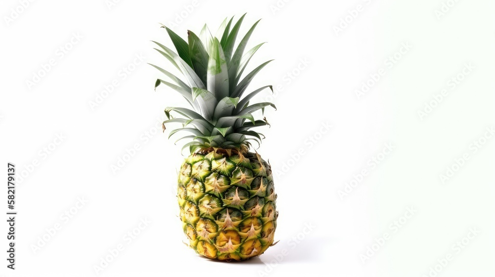 Pineapple fruit isolated on white background created with generative AI technology