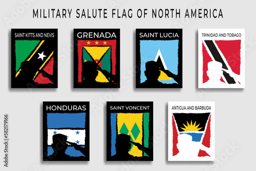 North America country parts military salute vector illustration collection, suitable for poster, banner, flyer, t-shirt design, brochure, independence day, annual anniversary, wallpaper.