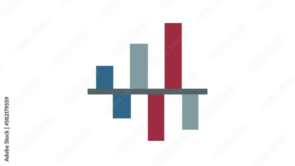 Business Graph on white background, animated icon.