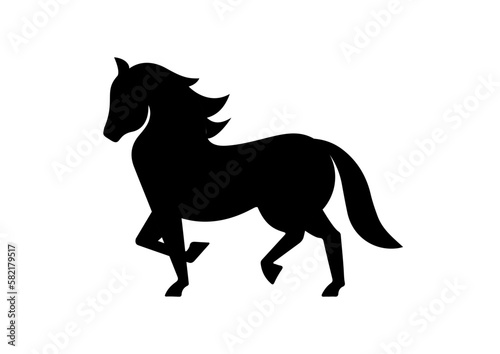 Fototapeta Naklejka Na Ścianę i Meble -  Horse Icon Flat Design Vector. Black Silhouette Of A Horse