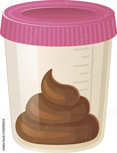 Cartoon style Isolated stool sample Container for Medical Tests on White Background - Stock Vector Illustration